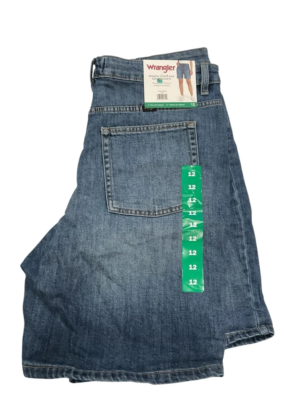 Wrangler Womens High Rise Denim Shorts Blue Size 12 NWT 1960923
